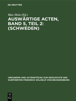 cover image of Auswärtige Acten, Band 5, Teil 2